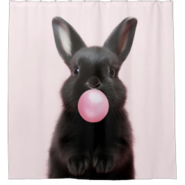 Black Bunny Blown Pink Blubble Gum Niedlich Spiele Duschvorhang
