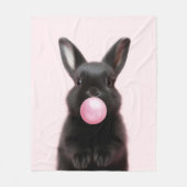 Black Bunny Blown Pink Blubble Gum Niedlich Spiele Fleecedecke (Vorderseite)