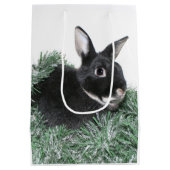Black Bunny Kaninchen Weihnachten Mittlere Geschenktüte (Rückseite)