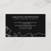 Black Bunny Rabbit Line Art Baby Animal Visitenkarte (Rückseite)