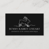 Black Bunny Rabbit Line Art Baby Animal Visitenkarte (Vorderseite)