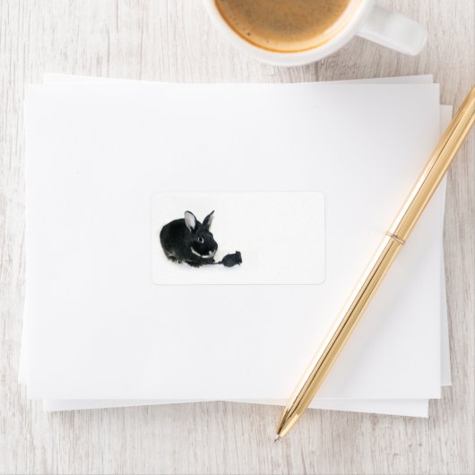 Black Bunny Rose Adressaufkleber (Insitu)