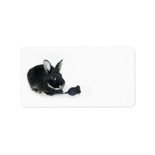 Black Bunny Rose Adressaufkleber (Vorne)