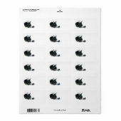 Black Bunny Rose Adressaufkleber (Vorne)