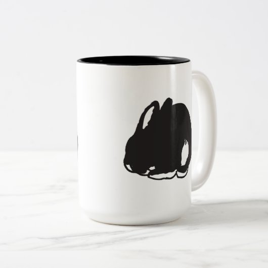 Black bunnys' mug cup zweifarbige tasse (VorderseiteRechts)
