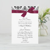 Black & Burgund Ribbon - Einladung zur Hochzeit (Stehend Vorderseite)