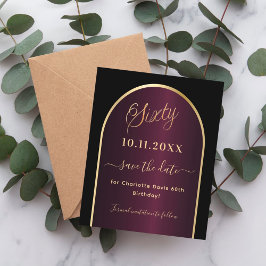 Black burgundy 60. Geburtstagskarte Save the Date