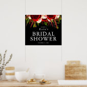 Black Burgundy Floral Boho Brautparty Poster (Küche)