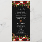 Black Burgundy Floral Boho Hochzeitsprogramm Programm (Vorderseite)