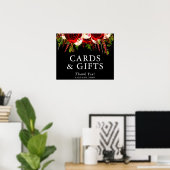 Black Burgundy Floral Boho Karten und Geschenke Poster (Heimbüro)