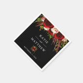 Black Burgundy Floral Boho Wedding Serviette (Ecke)