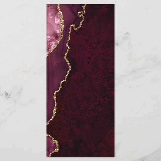 Black & Burgundy Gold Calligraphy Wedding Menu Menükarte (Rückseite)