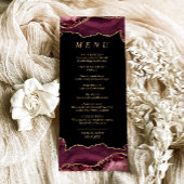 Black & Burgundy Gold Calligraphy Wedding Menu Menükarte