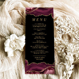 Black & Burgundy Gold Calligraphy Wedding Menu Menükarte