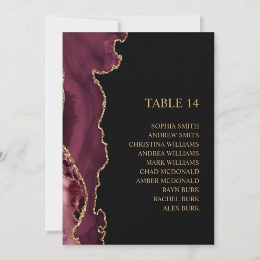 Black & Burgundy Gold Hochzeitskarten Einladung (Vorderseite)