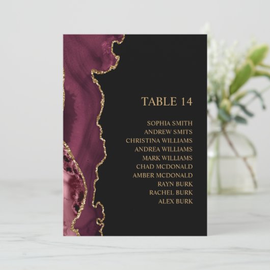 Black & Burgundy Gold Hochzeitskarten Einladung (Stehend Vorderseite)