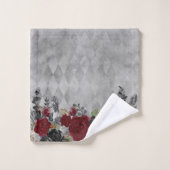 Black Burgundy Goth Blume Rose Bath Halloween Badhandtuch Set (Waschlappen)