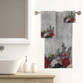 Black Burgundy Goth Blume Rose Bath Halloween Badhandtuch Set