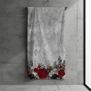 Black Burgundy Goth Blume Rose Bath Halloween Badhandtuch Set