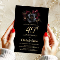Black Burgundy Gray Floral 45 Jahre Jubiläum