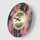 Black Burgundy Marble 50 Wedding Jubiläum Große Wanduhr (Winkel)