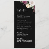 Black Burgundy Peonies Wedding Menu Card Menükarte (Vorderseite)