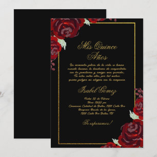 Black Burgundy Quinceanera Einladung