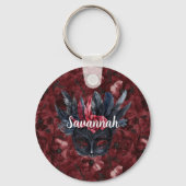 Black Burgundy Red Feathers Maske Schlüsselanhänger (Vorderseite)