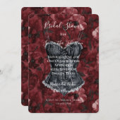 Black Burgundy Red Floral Corset Brautparty Einladung (Vorne/Hinten)