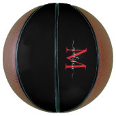 Black Burgundy Red Monogram Feminine Girl Script Basketball (Vertikal)