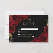 Black Burgundy Roses Wedding RSVP card (Vorderseite)