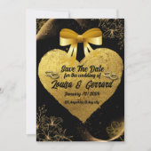 Black Burgundy und Gold Floral Moderne Boho Weddin Einladung (Vorderseite)