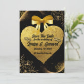 Black Burgundy und Gold Floral Moderne Boho Weddin Einladung (Stehend Vorderseite)