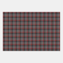 Black Burgundy White Plaid Classic Geschenkpapier Set
