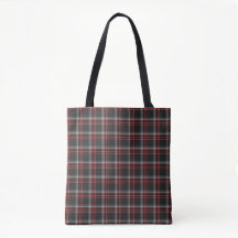 Black Burgundy White Plaid Classic Tote Bag