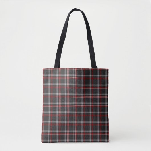 Black Burgundy White Plaid Classic Tote Bag Tasche (Vorderseite)