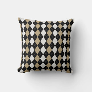 Black & BURLAP BROWN Diamonds RAUTE Muster Kissen