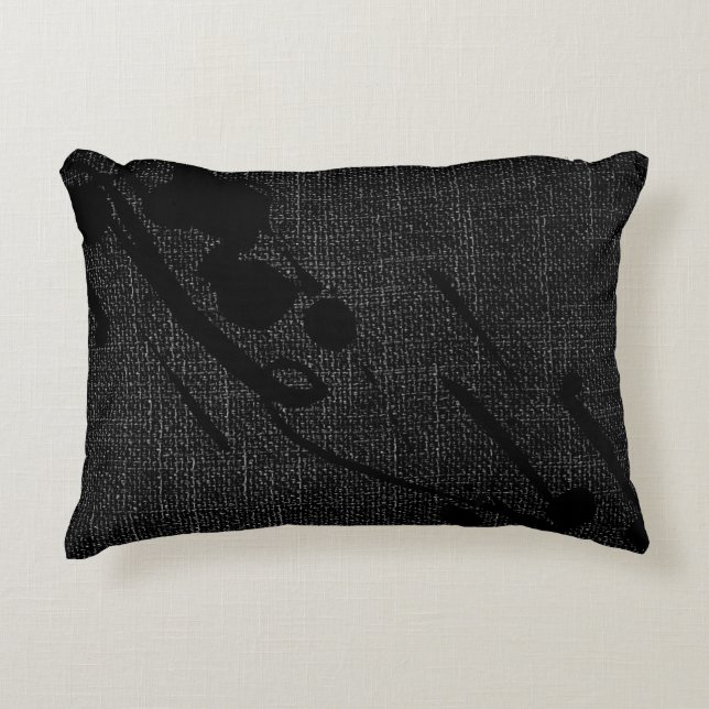 Black Burlap Modern Abstrakt Paint Dekokissen (Vorderseite)
