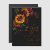 Black Burnt Orange Elegant Wedding Save the Date Magnetkarte (Vorne/Hinten)