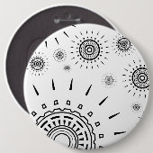 Black Burst Patterns on White Button (Vorne & Hinten)