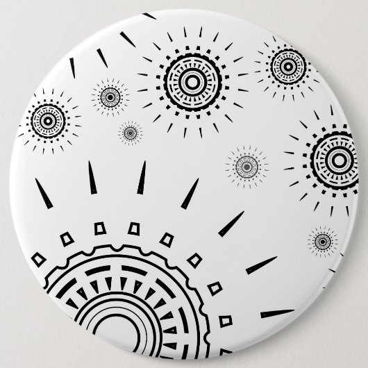 Black Burst Patterns on White Button (Vorderseite)