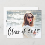 Black Bush Lettering Foto Abschluss Einladung (Vorne/Hinten)