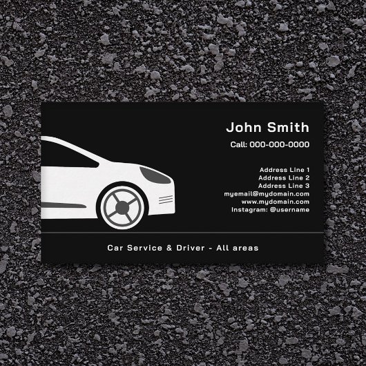 Black Business Card für Auto Sales oder Car Driver Visitenkarte
