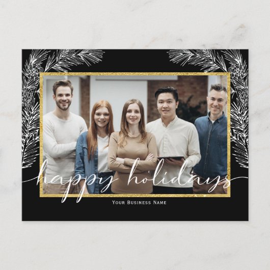 Black Business Happy Holiday Postkarte mit Foto (Vorderseite)