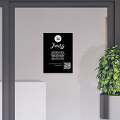 Black Business Hours QR Code Schild Anpassbar