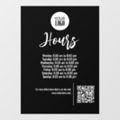 Black Business Hours QR Code Schild Anpassbar (Blatt)
