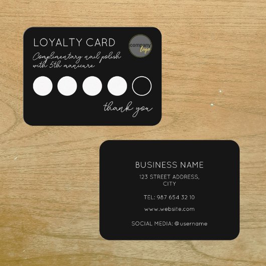 BLACK BUSINESS LOGO 5 PUNCH LOYALTY CARD TREUEKARTE
