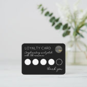 BLACK BUSINESS LOGO 5 PUNCH LOYALTY CARD TREUEKARTE (Stehend Vorderseite)