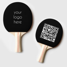 Black Business Logo Company QR Code Table Tennis
