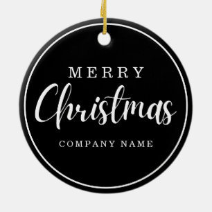 Black Business Logo Firmenname Frohe Weihnachten Keramik Ornament
